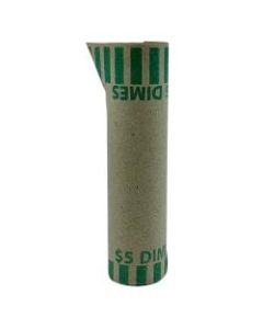 PAP-R Tubular Coin Wrappers - Total $5.0 in 50 Coins of 10cents Denomination - Heavy Duty, Burst Resistant - Kraft - Green