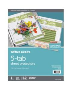 Office Depot Brand Tabbed Sheet Protectors, 8-1/2in x 11in, 5-Tab, Clear