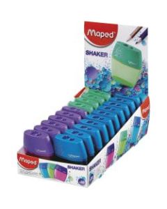 Maped USA 2-Hole Pencil Sharpeners, 2-13/16inH x 2-3/8inW x 15/16inD, Assorted Colors, Pack Of 20 Sharpeners