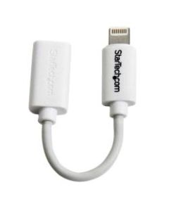 StarTech.com White Micro USB to Apple 8-pin Lightning Connector Adapter for iPhone / iPod / iPad - 4in Lightning/USB Data Transfer Cable for iPhone, iPod, iPad - First End: 1 x Lightning Male Proprietary Connector - Second End: 1 x Type B Female Micro USB