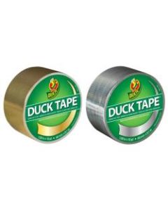Duck Brand Color Duct Tape Rolls, 1-15/16in x 20 Yd, Gold/Chrome, Pack Of 2 Rolls