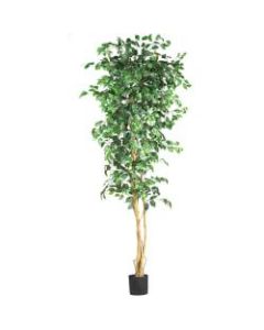 Nearly Natural 7ftH Silk Ficus Tree With Pot, Green