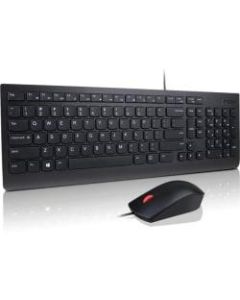 Lenovo Essential Wired Keyboard and Mouse Combo - USB Cable - Spanish (Latin America) - USB Cable - Optical - 1000 dpi - Compatible with Tablet, Notebook, Desktop Computer (Windows, Linux) Pack