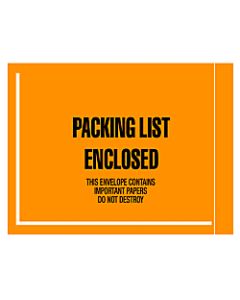 Office Depot Brand "Packing List Enclosed" Envelopes, Full Face, 4 1/2in x 6in, Fluorescent Orange, Pack Of 1,000
