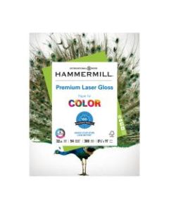 Hammermill Color Gloss Laser Paper, Letter Size (8 1/2in x 11in), 32 Lb, Ream Of 300 Sheets