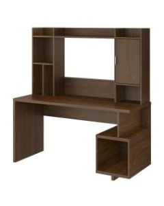 kathy ireland Home by Bush Furniture Madison Avenue 60inW Writing Desk With Hutch, Modern Walnut, Standard Delivery