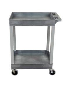Luxor 2-Shelf Plastic Utility Cart, 34-1/4inH x 24inW x 18inD, Gray