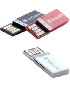 Verbatim 8GB Clip-It USB Flash Drive - 3pk - Black, White, Red - 8 GB - Red, Black, White - 3 Pack"