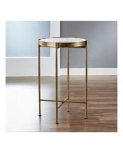 FirsTime & Co. Small Gild Pop Up Tray Table, Round, White/Satin Gold