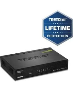 TRENDnet 8-Port Gigabit GREENnet Switch, Ethernet Network Switch, 8 x 10-100-1000 Mbps Gigabit Ethernet Ports, 16 Gbps Switching Capacity, Metal, Lifetime Protection, Black, TEG-S82G - 8-port Gigabit GREENnet Switch /w metal case