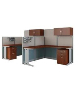 Bush Business Furniture Office in an Hour 2 Person L Shaped Cubicle Workstations, Hansen Cherry, Premium Installation
