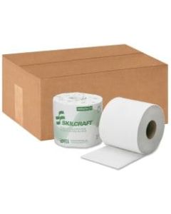 SKILCRAFT 1-Ply Individually Wrapped Toilet Paper, 100% Recycled, 1000 Sheets Per Roll, Pack Of 96 Rolls (AbilityOne 8540-01-630-8728)