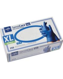 Medline SensiCare Ice Blue Nitrile Exam Gloves - X-Large Size - Nitrile - Blue - Powder-free, Comfortable, Durable, Beaded Cuff, Latex-free, Non-sterile, Textured Fingertip, Chemical Resistant - For Medical - 230 / Box - 9.50in Glove Length