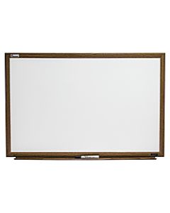 SKILCRAFT Magnetic Melamine Dry-Erase Whiteboard, 48in x 36in, Wood Frame With Oak Finish (AbilityOne 7110 01 630 5156)