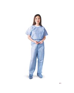 Medline Disposable Elastic-Waist Scrub Pants, Small, Blue, Case Of 30