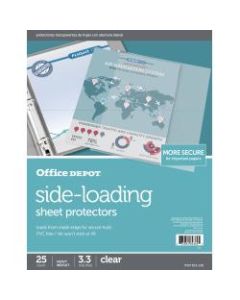 Office Depot Brand Side-Loading Sheet Protectors, 8-1/2in x 11in, Clear, Pack Of 25