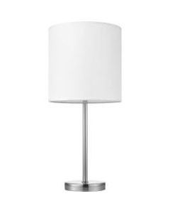 Lorell Linen Shade LED Lamp, Table, White/Silver
