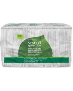 Seventh Generation 100% Recycled Paper Napkins - 1 Ply - White - Paper - Unbleached, Hypoallergenic, Fragrance-free, Dye-free, Absorbent, Non-chlorine Bleached, Soft, Durable - For Home, School - 250 Per Pack - 3000 / Carton