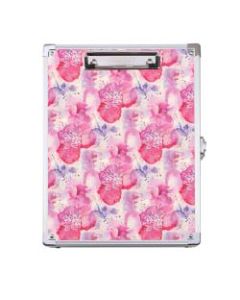 Vaultz Patterned Locking Storage Clipboard, 2-5/16in x 10in, Pink Floral