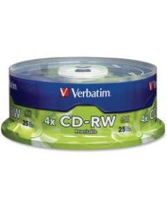 Verbatim CD-RW Rewritable Media Disc, 700MB/80-Minute, Pack Of 25