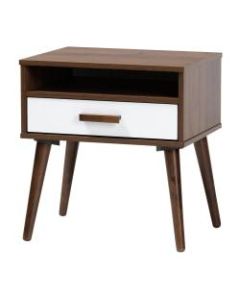 Baxton Studio 2-Tone End Table, 21-5/16inH x 19-3/4inW x 15-5/8inD, White/Walnut