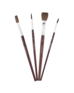 Scholastic Artist Brush Set, Horsehair Bristles, Brown, Set Of 4 Brushes