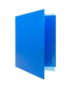 JAM Paper Heavy Duty 4-Pocket Plastic Folders, 9 1/2in x 11 5/8in, Blue, Pack Of 2