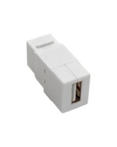Tripp Lite USB 2.0 All-in-One Keystone/Panel Mount Coupler (F/F), White - 1 x Type A Female USB - 1 x Type A Female USB - Nickel Connector - Gold Contact - White