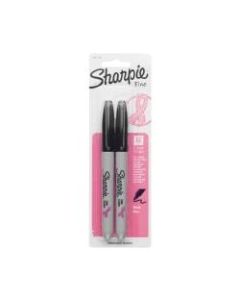 Sharpie Permanent Fine-Point Markers, Black/Pink Ribbon, Pack Of 2 Markers