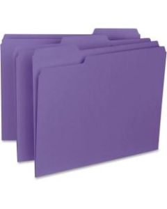 Business Source 1/3-Cut Colored Interior File Folders, Letter Size, Purple, Box Of 100 Folders