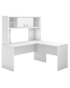kathy ireland Office by Bush Business Furniture Echo L Shaped Desk With Hutch, Pure White, Standard Delivery