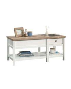 Sauder Cottage Road Lift Top Coffee Table, 19inH x 42-7/8inW x 19inD, Lintel Oak/Soft White