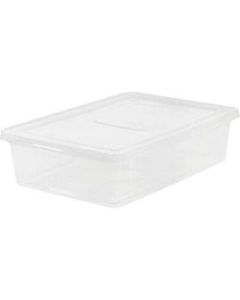 IRIS 28-quart Storage Box - External Dimensions: 24in Width x 16.3in Depth x 6in Height - 7 gal - Snap-in Lid Closure - Stackable - Plastic - Clear - For Clothes, Shoes - 1 Each