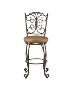 Linon Home Decor Products Andrea 29in Gathered Back Bar Stool, Light Brown/Brown