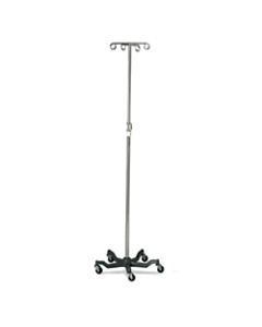 Medline Aluminum 5-Leg IV Poles, Chrome, Case Of 2