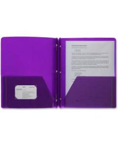 Business Source 3-Hole Punched Poly Portfolios - Letter - 8 1/2in x 11in Sheet Size - 50 Sheet Capacity - 3 x Prong Fastener(s) - 2 Pocket(s) - Poly - Purple - 1 Each