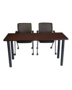 Boss 3-Piece 36inW Training Table And Chairs Set, Cherry/Black