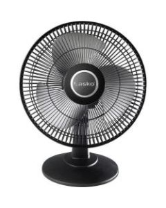 Lasko 12in Table Fan - 12in Diameter - 3 Speed - Oscillating, Tilt Back, Carrying Handle, Manual Control, Breeze Mode, Safety Fuse - 18.5in Height x 14.3in Width - Metal