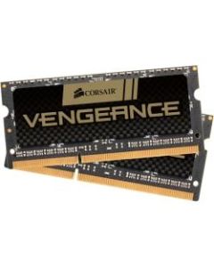 Corsair Vengeance 16GB (2 x 8GB) DDR3 SDRAM Memory Kit - For Notebook - 16 GB (2 x 8GB) - DDR3-1600/PC3-12800 DDR3 SDRAM - 1600 MHz - CL10 - 1.50 V - Non-ECC - Unbuffered - 204-pin - SoDIMM - Lifetime Warranty