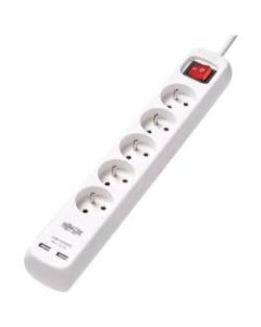 Tripp Lite Protect It! PS5F3USB 5-Outlets Power Strip - French - 5 x French/Belgian - 9.84 ft Cord - 16 A Current - 230 V AC Voltage - Wall Mountable - White