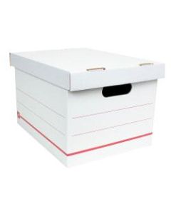 Office Depot Brand Standard-Duty Corrugated Storage Boxes, Letter/Legal Size, 15in x 12in x 10in,  60% Recycled, White/Red, Case Of 10