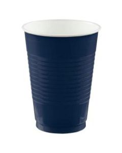 Amscan Plastic Cups, 12 Oz, True Navy, 50 Cups Per Pack, Case Of 3 Packs