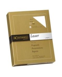 Southworth 25% Cotton Laser Paper, 8 1/2in x 11in, FSC Certified, 55% Recycled, 24 Lb, White, Box Of 500
