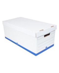 Office Depot Brand Medium Quick Set Up Corrugated Storage Boxes, Letter Size, 24in x 12in x 10in, 60% Recycled, White/Blue, Case Of 12
