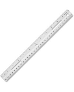 Business Source 12in Plastic Ruler - 12in Length 1.3in Width - 1/16 Graduations - Metric, Imperial Measuring System - Plastic - 1 Each - White