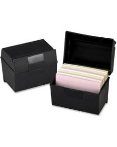 Oxford Plastic Index Card Boxes with Lids - External Dimensions: 6in Width x 4in Height - 400 x Card - Flip Top Closure - Plastic - Black - For Card - 1 Each