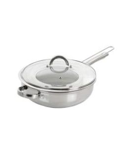 Oster Sangerfield Stainless-Steel Saute Pan With Lid And Splatter Guard, 4 Qt