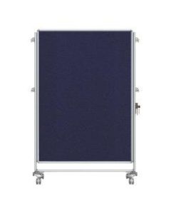 Ghent Nexus Partition Double-Sided Mobile Magnetic Fabric/Non-Magnetic Dry-Erase/Bulletin Board, 46 1/4in x 65in Blue Board/Silver Aluminum Frame