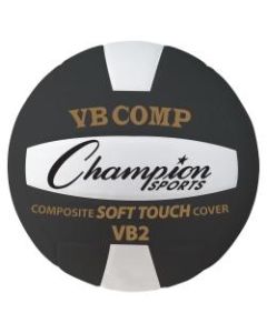 Champion Sports Composite Volleyball Black - 8.25in - Synthetic Leather - Black, White - 12 / Case