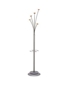 Alba Festival 5-Peg Coat Stand, Silver/Cherry, 5 Pegs